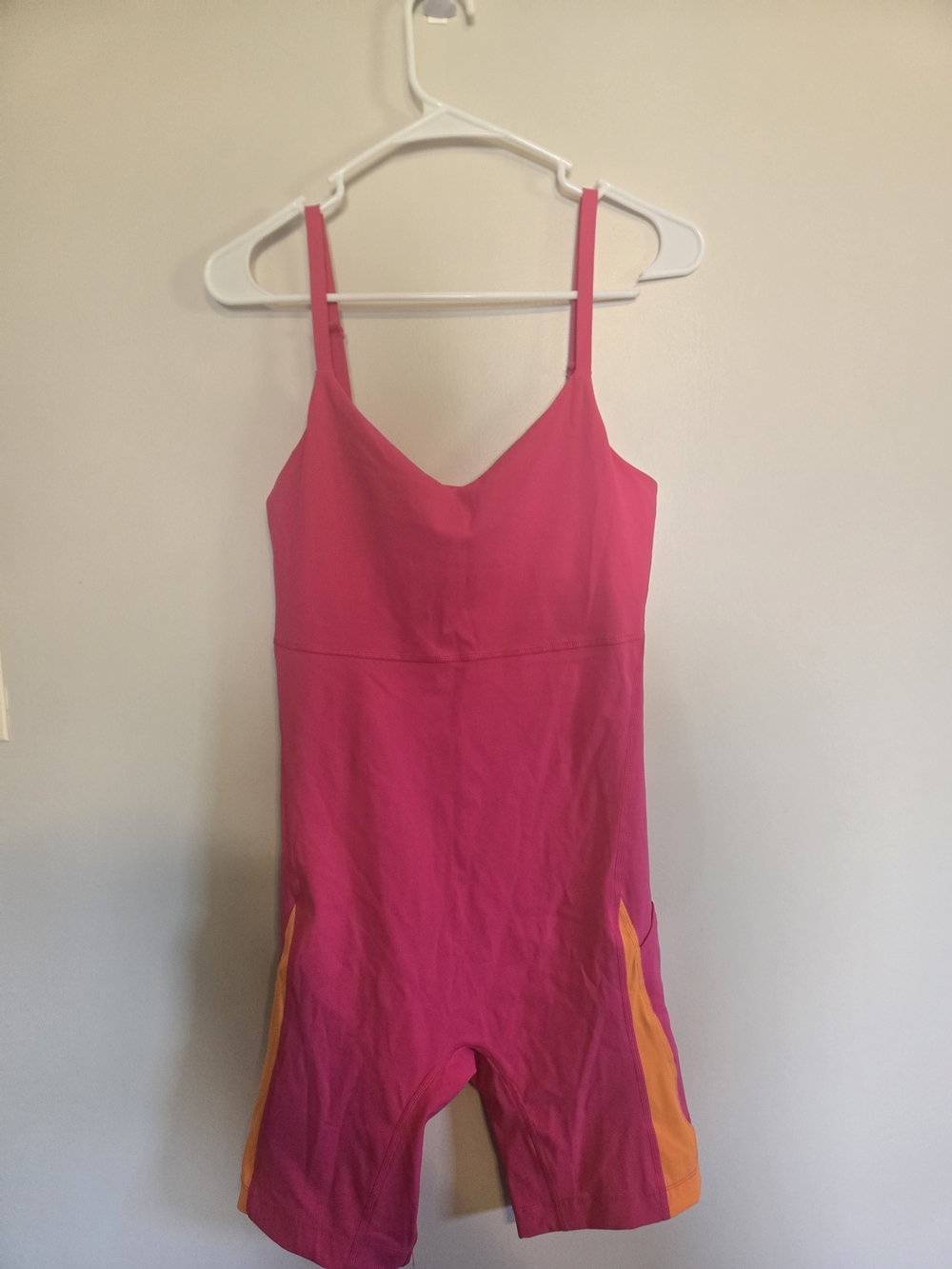 Womens NWT Outdoor Voices Hot Pink Sports Jumpsuite With Built In Bra Size Med